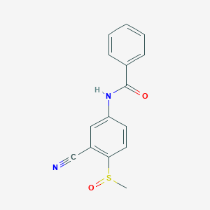 molecular formula C15H12N2O2S B2953794 N-(3-Cyano-4-(methylsulfinyl)phenyl)benzenecarboxamide CAS No. 320421-57-6