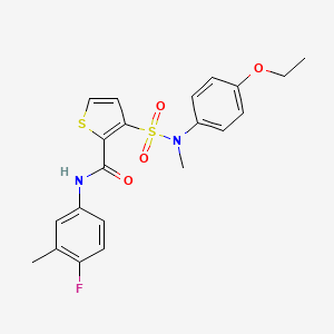 molecular formula C21H21FN2O4S2 B2953804 3-[(4-ethoxyphenyl)(methyl)sulfamoyl]-N-(4-fluoro-3-methylphenyl)thiophene-2-carboxamide CAS No. 1251619-14-3