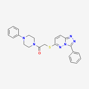 molecular formula C23H22N6OS B2953817 2-((3-Phenyl-[1,2,4]triazolo[4,3-b]pyridazin-6-yl)thio)-1-(4-phenylpiperazin-1-yl)ethanone CAS No. 852372-26-0