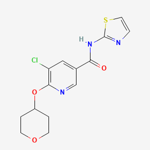 molecular formula C14H14ClN3O3S B2953829 5-chloro-6-(oxan-4-yloxy)-N-(1,3-thiazol-2-yl)pyridine-3-carboxamide CAS No. 1903918-65-9