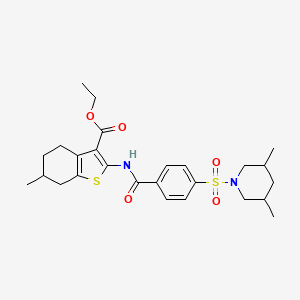 molecular formula C26H34N2O5S2 B2953853 ethyl 2-{4-[(3,5-dimethylpiperidin-1-yl)sulfonyl]benzamido}-6-methyl-4,5,6,7-tetrahydro-1-benzothiophene-3-carboxylate CAS No. 1005051-43-3