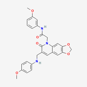 molecular formula C27H25N3O6 B2953855 N-(3-methoxyphenyl)-2-(7-{[(4-methoxyphenyl)amino]methyl}-6-oxo-2H,5H,6H-[1,3]dioxolo[4,5-g]quinolin-5-yl)acetamide CAS No. 894562-01-7
