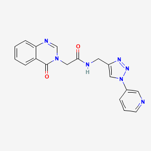 molecular formula C18H15N7O2 B2953876 2-(4-oxoquinazolin-3(4H)-yl)-N-((1-(pyridin-3-yl)-1H-1,2,3-triazol-4-yl)methyl)acetamide CAS No. 2034611-78-2