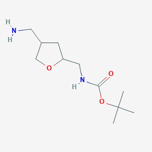 molecular formula C11H22N2O3 B2953924 tert-butylN-{[4-(aminomethyl)oxolan-2-yl]methyl}carbamate CAS No. 2260933-12-6