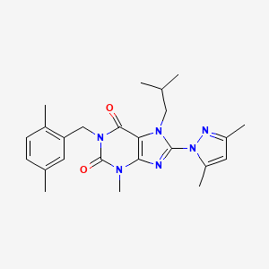molecular formula C24H30N6O2 B2953941 8-(3,5-dimethyl-1H-pyrazol-1-yl)-1-(2,5-dimethylbenzyl)-7-isobutyl-3-methyl-1H-purine-2,6(3H,7H)-dione CAS No. 1014011-36-9