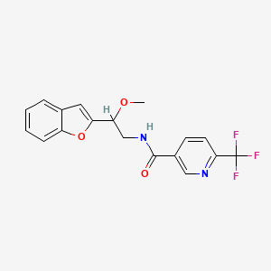 molecular formula C18H15F3N2O3 B2953994 N-[2-(1-benzofuran-2-yl)-2-methoxyethyl]-6-(trifluoromethyl)pyridine-3-carboxamide CAS No. 2034206-87-4