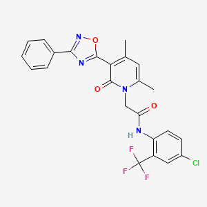 molecular formula C24H18ClF3N4O3 B2954033 N-(4-chloro-2-(trifluoromethyl)phenyl)-2-(4,6-dimethyl-2-oxo-3-(3-phenyl-1,2,4-oxadiazol-5-yl)pyridin-1(2H)-yl)acetamide CAS No. 1358313-63-9