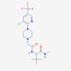 molecular formula C19H27ClF3N5O2 B2954040 2-[(2-{4-[3-chloro-5-(trifluoromethyl)-2-pyridinyl]piperazino}acetyl)amino]-N,3,3-trimethylbutanamide CAS No. 318949-39-2