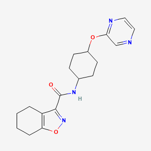molecular formula C18H22N4O3 B2954046 N-((1r,4r)-4-(pyrazin-2-yloxy)cyclohexyl)-4,5,6,7-tetrahydrobenzo[d]isoxazole-3-carboxamide CAS No. 2034316-80-6