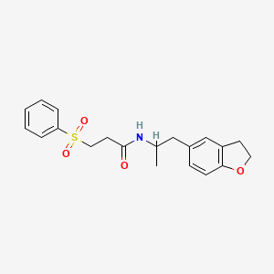 molecular formula C20H23NO4S B2954053 N-(1-(2,3-dihydrobenzofuran-5-yl)propan-2-yl)-3-(phenylsulfonyl)propanamide CAS No. 2034574-16-6