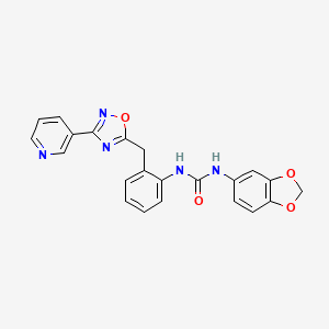 molecular formula C22H17N5O4 B2954059 1-(Benzo[d][1,3]dioxol-5-yl)-3-(2-((3-(pyridin-3-yl)-1,2,4-oxadiazol-5-yl)methyl)phenyl)urea CAS No. 1797597-88-6