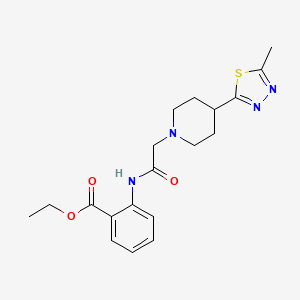 molecular formula C19H24N4O3S B2954064 Ethyl 2-(2-(4-(5-methyl-1,3,4-thiadiazol-2-yl)piperidin-1-yl)acetamido)benzoate CAS No. 1324338-66-0