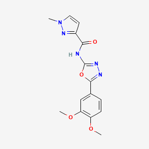 molecular formula C15H15N5O4 B2954072 N-(5-(3,4-dimethoxyphenyl)-1,3,4-oxadiazol-2-yl)-1-methyl-1H-pyrazole-3-carboxamide CAS No. 1170025-14-5