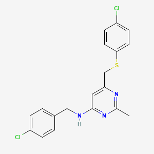 molecular formula C19H17Cl2N3S B2954073 N-(4-chlorobenzyl)-6-{[(4-chlorophenyl)sulfanyl]methyl}-2-methyl-4-pyrimidinamine CAS No. 339278-86-3