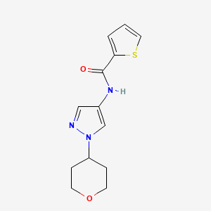 molecular formula C13H15N3O2S B2954088 N-[1-(oxan-4-yl)-1H-pyrazol-4-yl]thiophene-2-carboxamide CAS No. 1797895-36-3