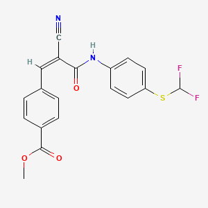 molecular formula C19H14F2N2O3S B2954097 methyl 4-[(Z)-2-cyano-3-[4-(difluoromethylsulfanyl)anilino]-3-oxoprop-1-enyl]benzoate CAS No. 473971-62-9