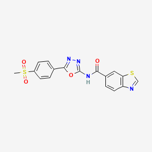 molecular formula C17H12N4O4S2 B2954099 N-(5-(4-(methylsulfonyl)phenyl)-1,3,4-oxadiazol-2-yl)benzo[d]thiazole-6-carboxamide CAS No. 886914-08-5