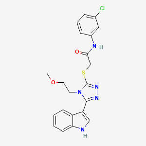 molecular formula C21H20ClN5O2S B2954107 2-((5-(1H-indol-3-yl)-4-(2-methoxyethyl)-4H-1,2,4-triazol-3-yl)thio)-N-(3-chlorophenyl)acetamide CAS No. 852144-68-4