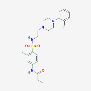 molecular formula C22H29FN4O3S B2954121 N-(4-(N-(2-(4-(2-fluorophenyl)piperazin-1-yl)ethyl)sulfamoyl)-3-methylphenyl)propionamide CAS No. 1049368-30-0