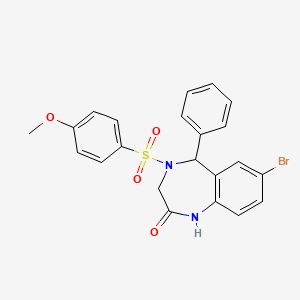 molecular formula C22H19BrN2O4S B2954126 7-bromo-4-(4-methoxybenzenesulfonyl)-5-phenyl-2,3,4,5-tetrahydro-1H-1,4-benzodiazepin-2-one CAS No. 865616-70-2