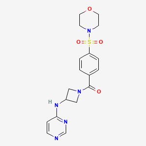 molecular formula C18H21N5O4S B2954137 N-{1-[4-(morpholine-4-sulfonyl)benzoyl]azetidin-3-yl}pyrimidin-4-amine CAS No. 2097926-80-0