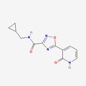 molecular formula C12H12N4O3 B2954150 N-(cyclopropylmethyl)-5-(2-oxo-1,2-dihydropyridin-3-yl)-1,2,4-oxadiazole-3-carboxamide CAS No. 1574602-02-0