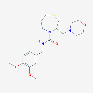 molecular formula C20H31N3O4S B2954156 N-(3,4-dimethoxybenzyl)-3-(morpholinomethyl)-1,4-thiazepane-4-carboxamide CAS No. 1421464-79-0