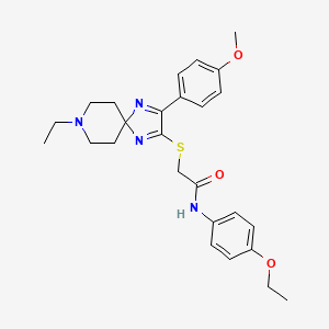 molecular formula C26H32N4O3S B2954170 N-(4-ETHOXYPHENYL)-2-{[8-ETHYL-3-(4-METHOXYPHENYL)-1,4,8-TRIAZASPIRO[4.5]DECA-1,3-DIEN-2-YL]SULFANYL}ACETAMIDE CAS No. 1189954-06-0