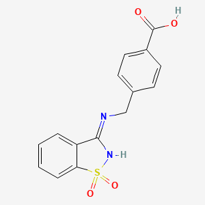 molecular formula C15H12N2O4S B2954171 4-{[(1,1-Dioxo-1,2-benzothiazol-3-yl)amino]methyl}benzoic acid CAS No. 743439-41-0