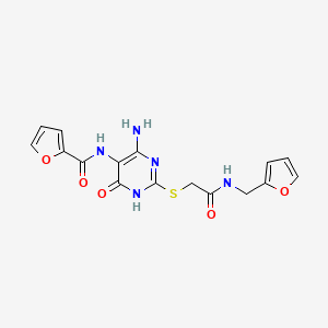 molecular formula C16H15N5O5S B2954177 N-(4-amino-2-((2-((furan-2-ylmethyl)amino)-2-oxoethyl)thio)-6-oxo-1,6-dihydropyrimidin-5-yl)furan-2-carboxamide CAS No. 868226-44-2