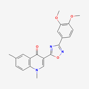 molecular formula C21H19N3O4 B2954192 3-[3-(3,4-dimethoxyphenyl)-1,2,4-oxadiazol-5-yl]-1,6-dimethyl-1,4-dihydroquinolin-4-one CAS No. 1207016-07-6