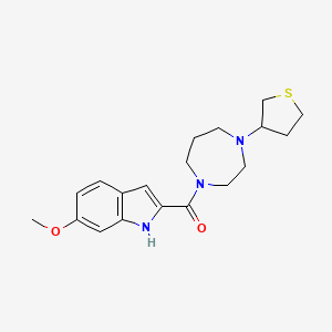 molecular formula C19H25N3O2S B2954212 6-methoxy-2-[4-(thiolan-3-yl)-1,4-diazepane-1-carbonyl]-1H-indole CAS No. 2309570-89-4