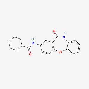 molecular formula C20H20N2O3 B2954218 N-(11-oxo-10,11-dihydrodibenzo[b,f][1,4]oxazepin-2-yl)cyclohexanecarboxamide CAS No. 922082-55-1
