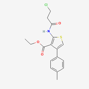 molecular formula C17H18ClNO3S B2954223 ETHYL 2-(3-CHLOROPROPANAMIDO)-4-(4-METHYLPHENYL)THIOPHENE-3-CARBOXYLATE CAS No. 304685-69-6