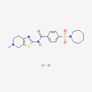 molecular formula C20H27ClN4O3S2 B2954231 4-(azepan-1-ylsulfonyl)-N-(5-methyl-4,5,6,7-tetrahydrothiazolo[5,4-c]pyridin-2-yl)benzamide hydrochloride CAS No. 1189691-06-2