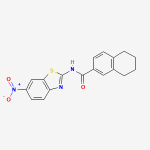 molecular formula C18H15N3O3S B2954233 N-(6-nitro-1,3-benzothiazol-2-yl)-5,6,7,8-tetrahydronaphthalene-2-carboxamide CAS No. 681166-87-0