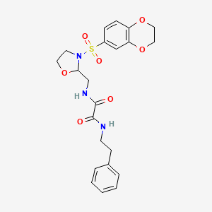 molecular formula C22H25N3O7S B2954243 N-{[3-(2,3-dihydro-1,4-benzodioxine-6-sulfonyl)-1,3-oxazolidin-2-yl]methyl}-N'-(2-phenylethyl)ethanediamide CAS No. 868982-54-1