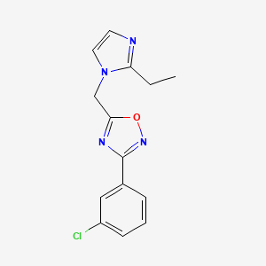 molecular formula C14H13ClN4O B2954280 3-(3-chlorophenyl)-5-[(2-ethyl-1H-imidazol-1-yl)methyl]-1,2,4-oxadiazole CAS No. 1340813-57-1