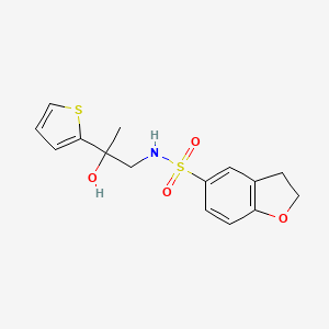 molecular formula C15H17NO4S2 B2954299 N-(2-hydroxy-2-(thiophen-2-yl)propyl)-2,3-dihydrobenzofuran-5-sulfonamide CAS No. 1448063-23-7