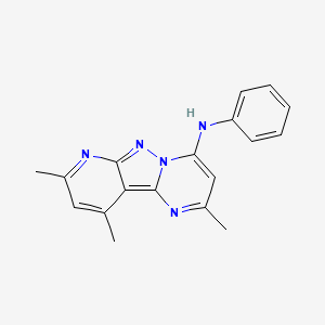 molecular formula C18H17N5 B2954304 4,11,13-trimethyl-N-phenyl-3,7,8,10-tetrazatricyclo[7.4.0.02,7]trideca-1,3,5,8,10,12-hexaen-6-amine CAS No. 896807-56-0