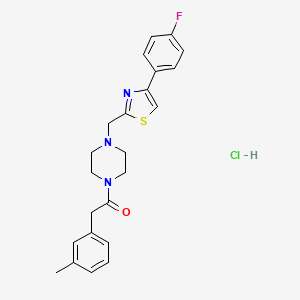 molecular formula C23H25ClFN3OS B2954324 1-(4-((4-(4-Fluorophenyl)thiazol-2-yl)methyl)piperazin-1-yl)-2-(m-tolyl)ethanone hydrochloride CAS No. 1327505-43-0