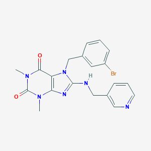 molecular formula C20H19BrN6O2 B295434 7-[(3-Bromophenyl)methyl]-1,3-dimethyl-8-(3-pyridinylmethylamino)purine-2,6-dione 