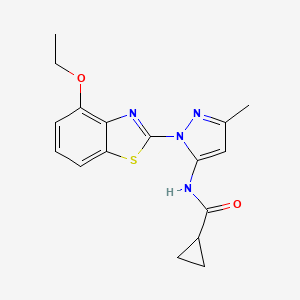 molecular formula C17H18N4O2S B2954366 N-(1-(4-ethoxybenzo[d]thiazol-2-yl)-3-methyl-1H-pyrazol-5-yl)cyclopropanecarboxamide CAS No. 1171669-47-8