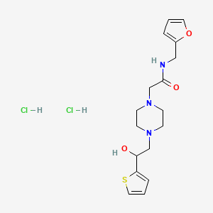 molecular formula C17H25Cl2N3O3S B2954369 N-(furan-2-ylmethyl)-2-(4-(2-hydroxy-2-(thiophen-2-yl)ethyl)piperazin-1-yl)acetamide dihydrochloride CAS No. 1421529-87-4