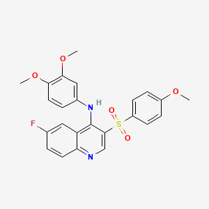 molecular formula C24H21FN2O5S B2954384 N-(3,4-DIMETHOXYPHENYL)-6-FLUORO-3-(4-METHOXYBENZENESULFONYL)QUINOLIN-4-AMINE CAS No. 895643-18-2