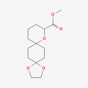 molecular formula C14H22O5 B2954399 1,4,9-Trioxa-dispiro[4.2.5.2]pentadecane-10-carboxylic acid methyl ester CAS No. 2177267-63-7