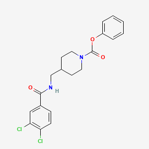 molecular formula C20H20Cl2N2O3 B2954429 Phenyl 4-((3,4-dichlorobenzamido)methyl)piperidine-1-carboxylate CAS No. 1235004-10-0