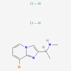 molecular formula C10H14BrCl2N3 B2954451 (1-{8-bromoimidazo[1,2-a]pyridin-2-yl}ethyl)(methyl)amine dihydrochloride CAS No. 2378501-65-4