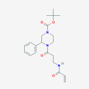 molecular formula C21H29N3O4 B2954476 Tert-butyl 3-phenyl-4-[3-(prop-2-enoylamino)propanoyl]piperazine-1-carboxylate CAS No. 2361678-35-3