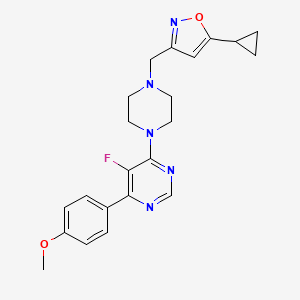 molecular formula C22H24FN5O2 B2954485 4-{4-[(5-Cyclopropyl-1,2-oxazol-3-yl)methyl]piperazin-1-yl}-5-fluoro-6-(4-methoxyphenyl)pyrimidine CAS No. 2380176-43-0